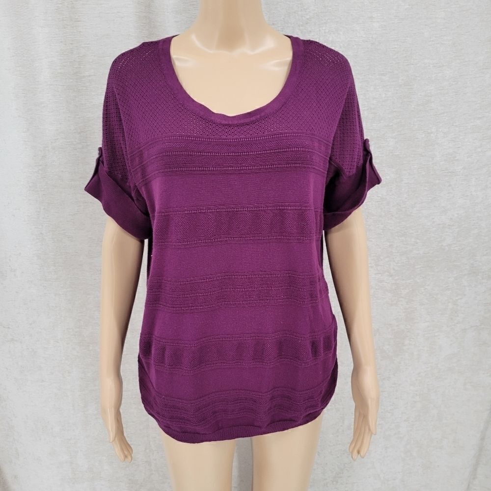 Lane Bryant Women's Plus Size 14/16 Purple Knit Short Sleeve Sweater